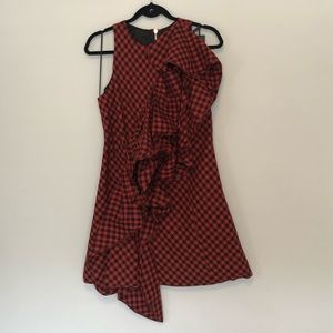 Black and Red Checked Dress with Ruffle Accent